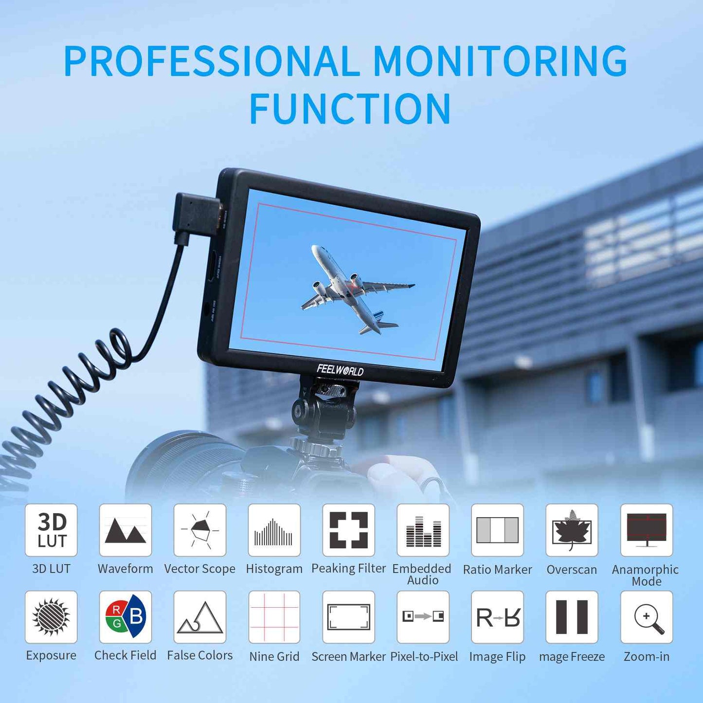FEELWORLD T6 6-Inch Camera Field Video Monitor Aluminium Housing 4K HDMI USB-C Power Input