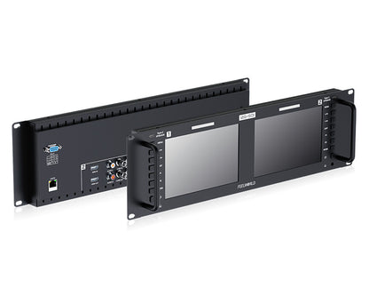 FeelWorld FRM701G Dual 7 Inch 12G-SDI/HDMI 4K 3RU Rackmount Monitor