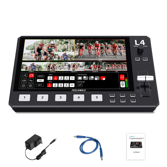 FEELWORLD L4 Multi-camera Video Mixer Switcher 10.1"Touch Screen USB3.0 Fast Streaming