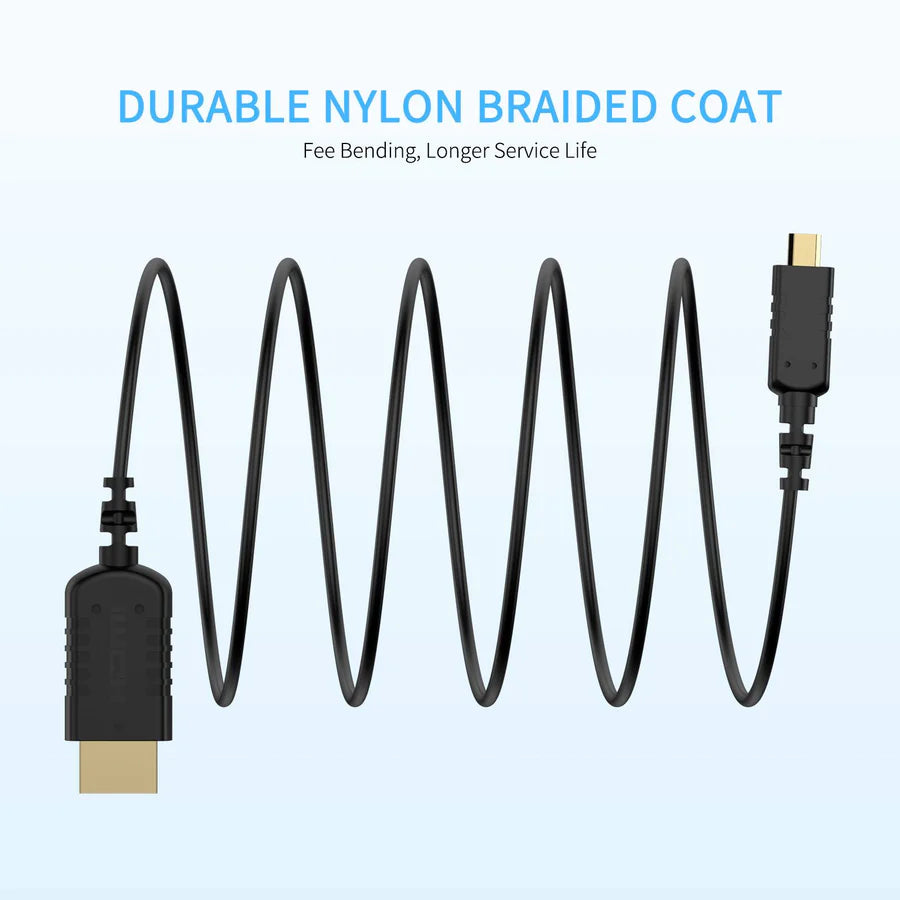FEELWORLD Ultra Thin 4K HDMI Cable 1.5FT/3FT 2.5mm OD Slim HDMI 2.0 Cable Support High Speed 4K@60Hz 2160p 1080p 18gbps 3D HDR for Panasonic / Nikon / FUJIFILM