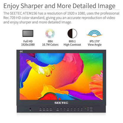 FEELWORLD SEETEC ATEM156 15.6 Inch Live Streaming Broadcast Director Monitor with 4 HDMI Input Output Quad Split Display for ATEM Mini Video Switcher Mixer Pro Studio Television Production