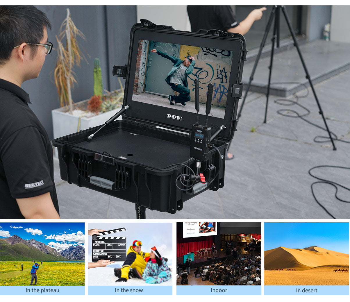 FEELWORLD SEETEC WPC215 21.5 Inch 1000nit High Bright Carry-on Production Monitor with Waterproof Case