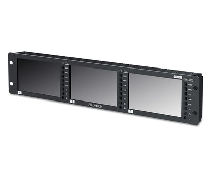 FEELWORLD FRM501G Triple 5.5" 2RU Rackmount Monitor 12G SDI 4K HDMI 1920x1080 IPS 1000nits High Brightness