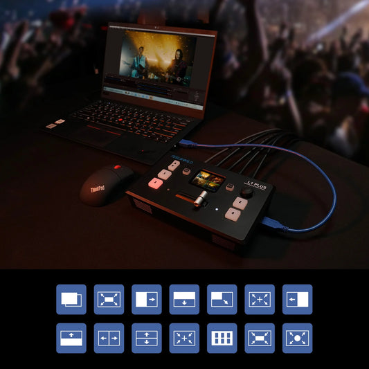 FEELWORLD L1 PLUS Multi-camera Video Mixer Switcher Touch Screen PTZ Control USB3.0 Fast Streaming