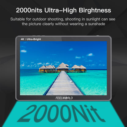 FEELWORLD LUT11S 10.1 Inch Ultra Bright 2000nit DSLR Camera Field Monitor Touch Screen 3G-SDI 4K HDMI F970 External Power and Install Kit