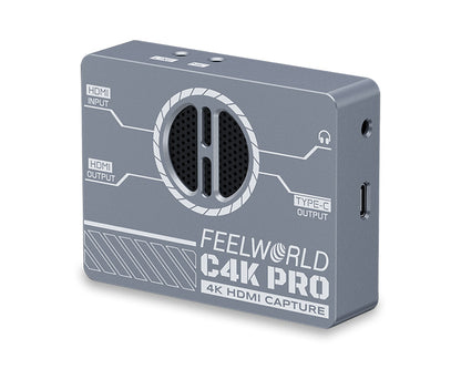 FEEWORLD C4K PRO USB-C Video Capture Card – 4K 60Hz, Plug and Play, Built-in Cooling, Ideal for Streaming, Gaming, Zoom/Teams