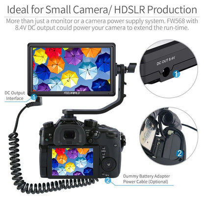 FEELWORLD FW568 V3 6 Inch 3D LUT DSLR Camera Field Monitor IPS Full HD 1920x1080 Support HDMI Input Output Tilt Arm Power Output