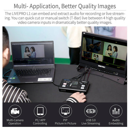 FEELWORLD LIVEPRO L1 V1 Multi Camera Video Mixer Switcher LCD Screen 4 HDMI Input USB3.0 Live Stream