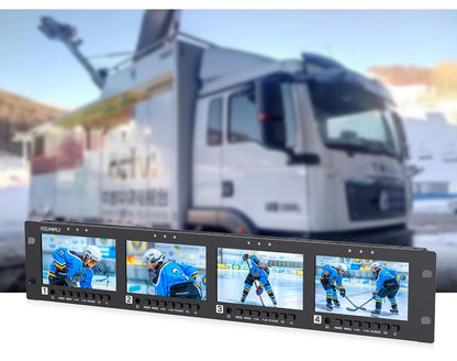 FEELWORLD Q41 Quad 4.5" 2RU Rack Mount Monitor 3G-SDI 4KHDMI AV Input and output