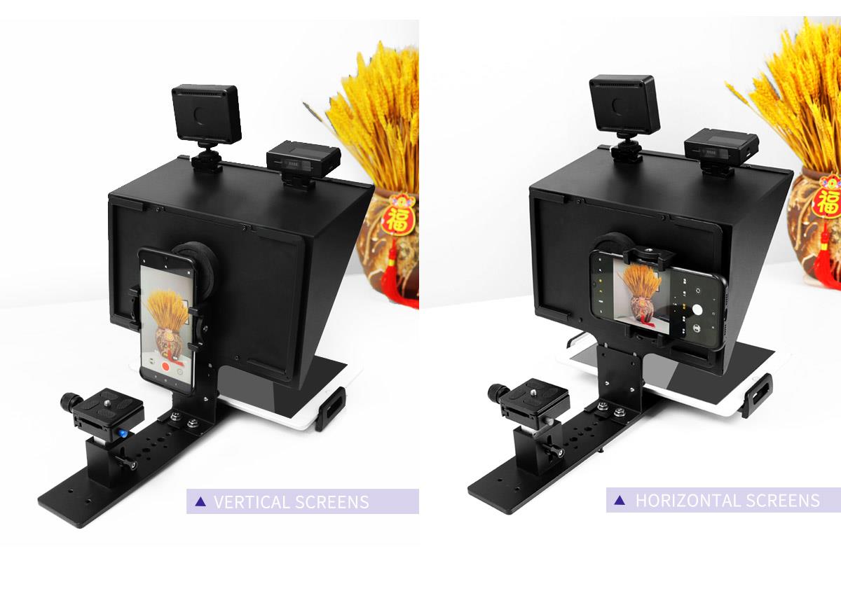 FEELWORLD TP13A Wide Angle Teleprompter supports up to 11" Smartphone/Tablet Prompting Smartphone DSLR Recording APP Remote Control