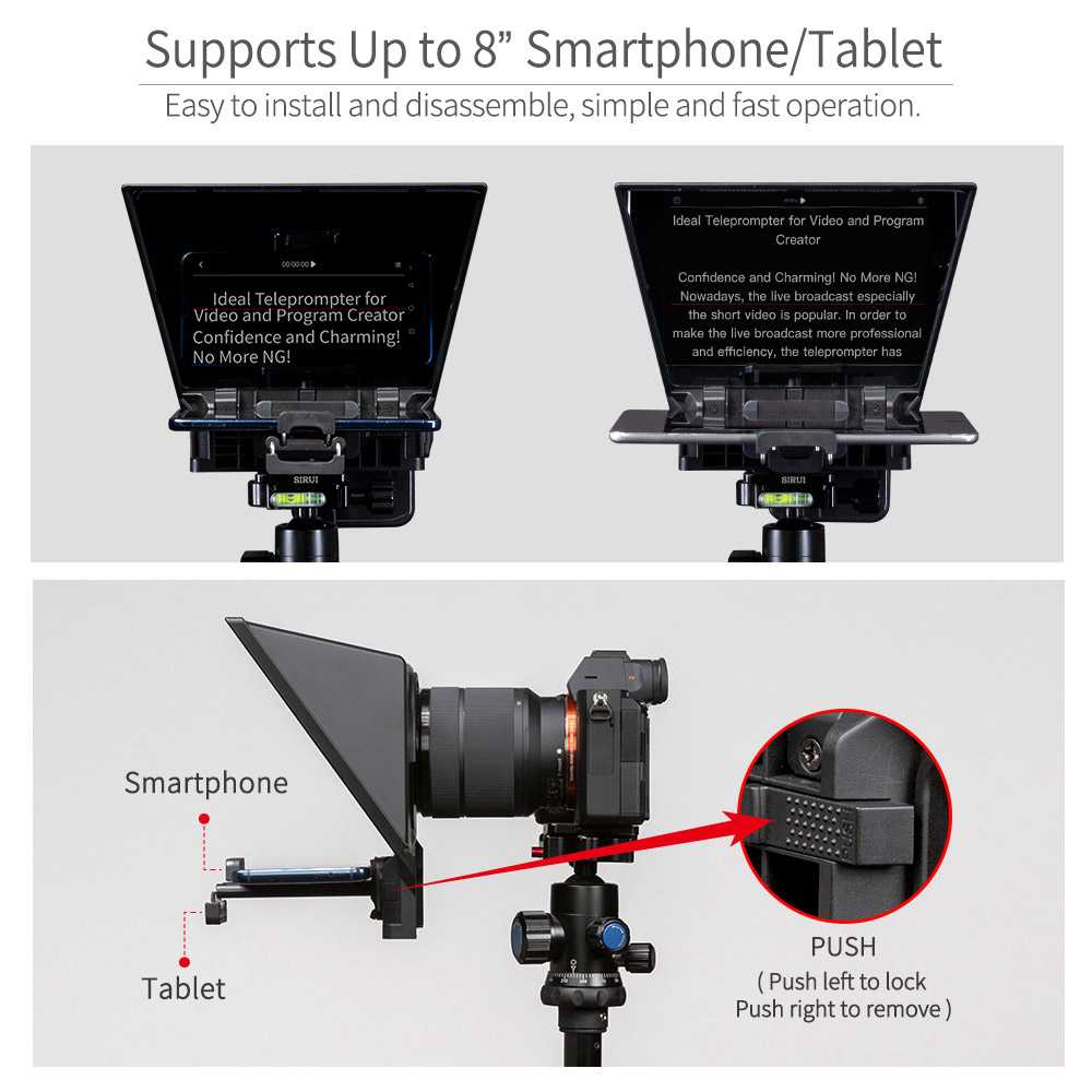 FEELWORLD TP2A Portable 8-inch Teleprompter supports up to 8" Smartphone/Tablet Prompting Smartphone DSLR Shooting with Remote Control & Lens Adapter Rings