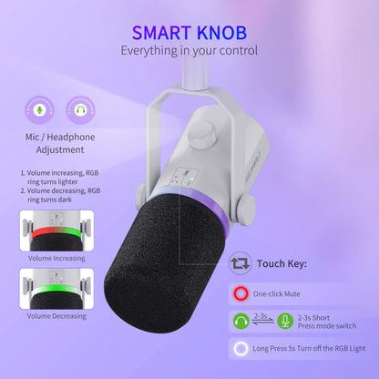 FEELWORLD PM1 XLR/USB Dynamic Microphone Kit with Boom Arm Stand for PC Gaming, Podcasting Recording, Streaming, Home Studio