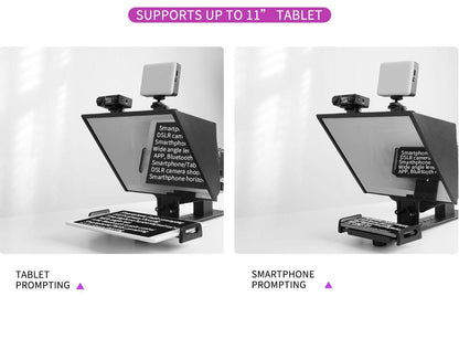 FEELWORLD TP13A Wide Angle Teleprompter supports up to 11" Smartphone/Tablet Prompting Smartphone DSLR Recording APP Remote Control