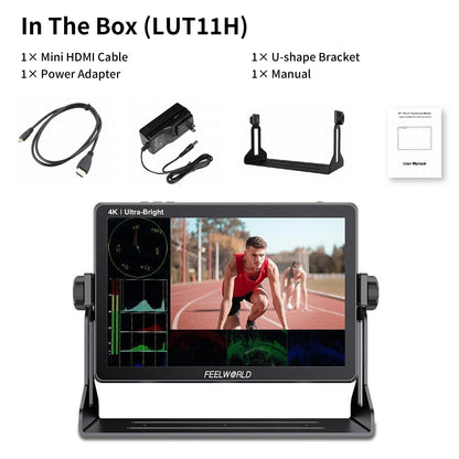 FEELWORLD LUT11S\LUT11H 10.1 Inch Ultra Bright 2000nit DSLR Camera Field Monitor Touch Screen 3G-SDI 4K HDMI F970 External Power and Install Kit