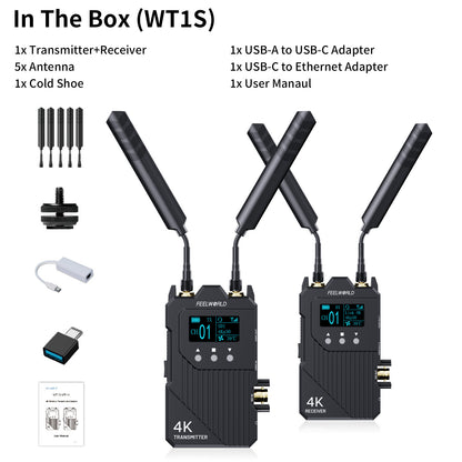 FEELWORLD WT1S/WT1H 4K Wireless Video Transmission System SDI+Dual HDMI Full Duplex Intercom Live Streaming