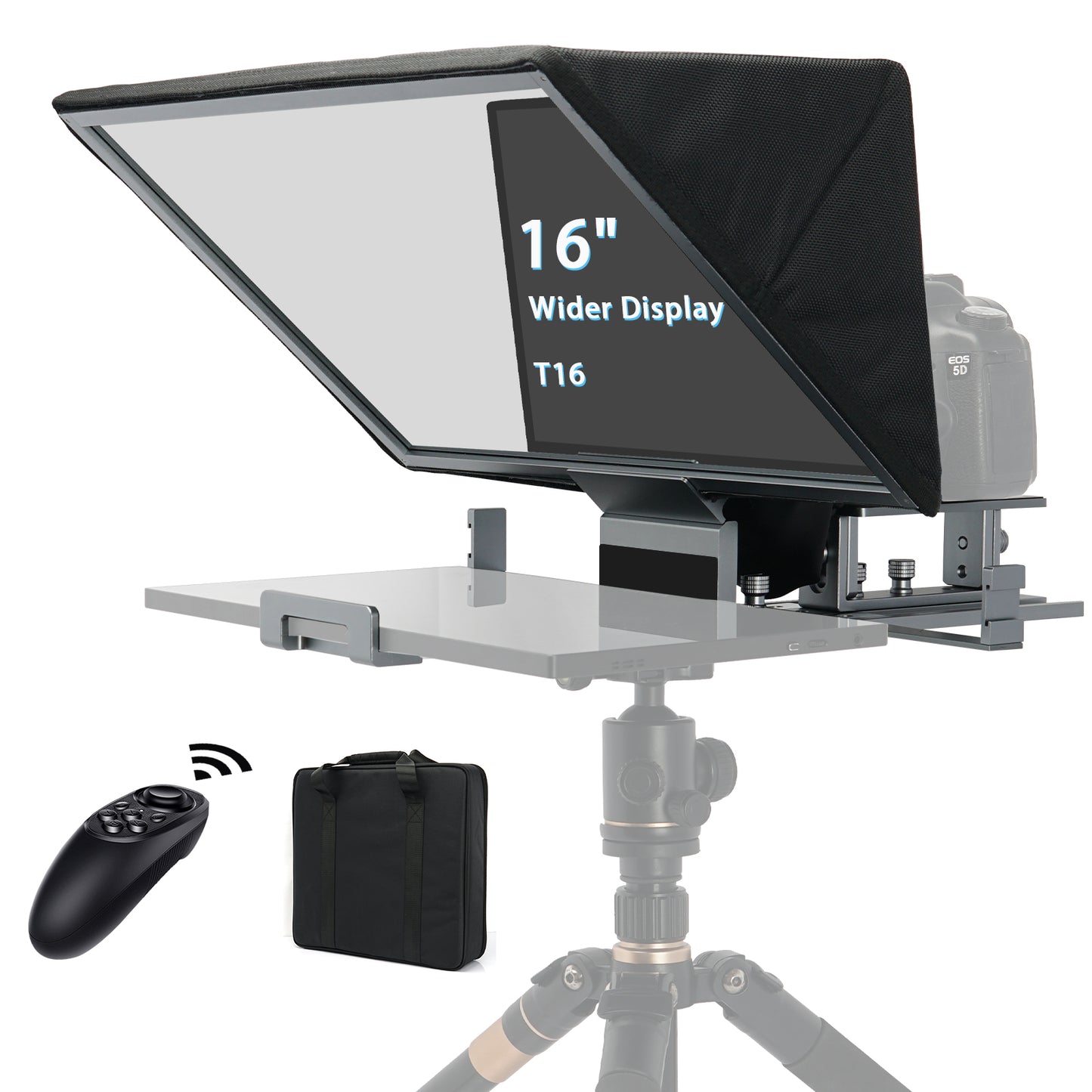 FEELWORLD TP16 16-inch Folding Teleprompter supports up to 16" Tablet Horizontal Vertical Prompting Bluetooth Remote Control
