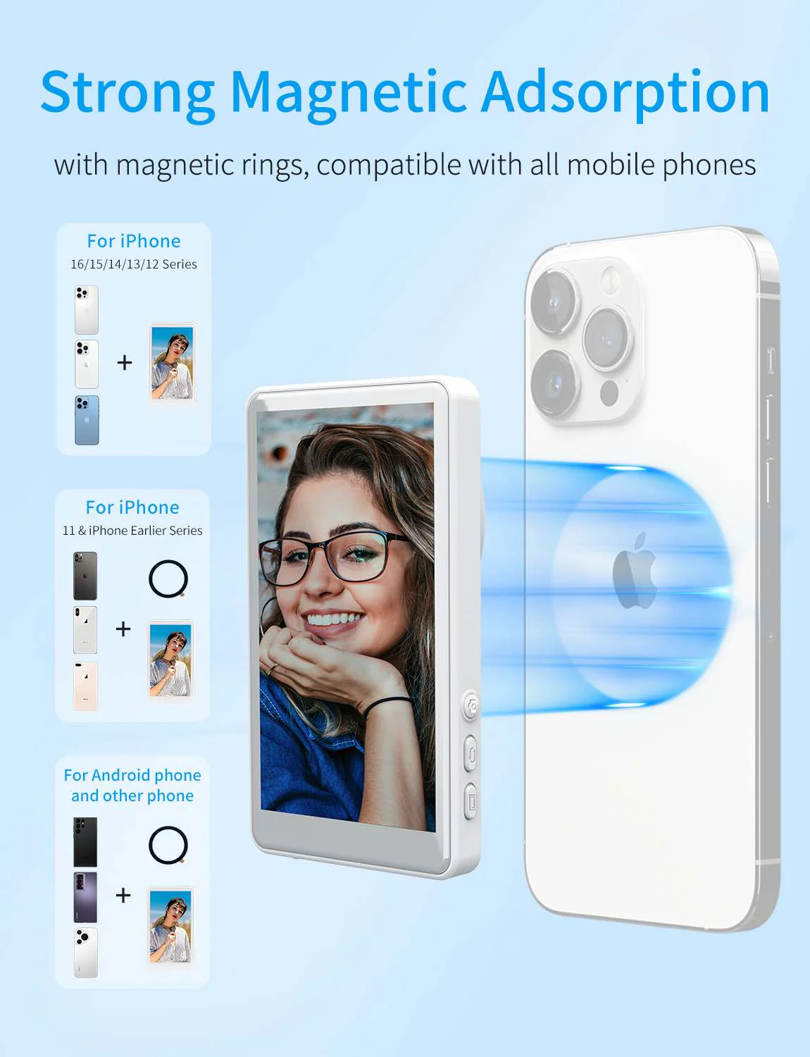 FEELWORLD MC4 Selfie Screen Monitor for Vlog Live Stream Magnetic Back Wireless Connection with Remote Control