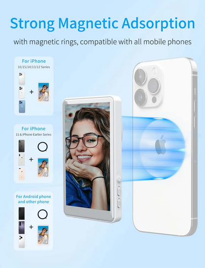 FEELWORLD MC4 Selfie Screen Monitor for Vlog Live Stream Magnetic Back Wireless Connection with Remote Control