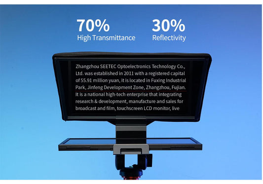 FEELWORLD TP16 16-inch Folding Teleprompter supports up to 16" Tablet Horizontal Vertical Prompting Bluetooth Remote Control