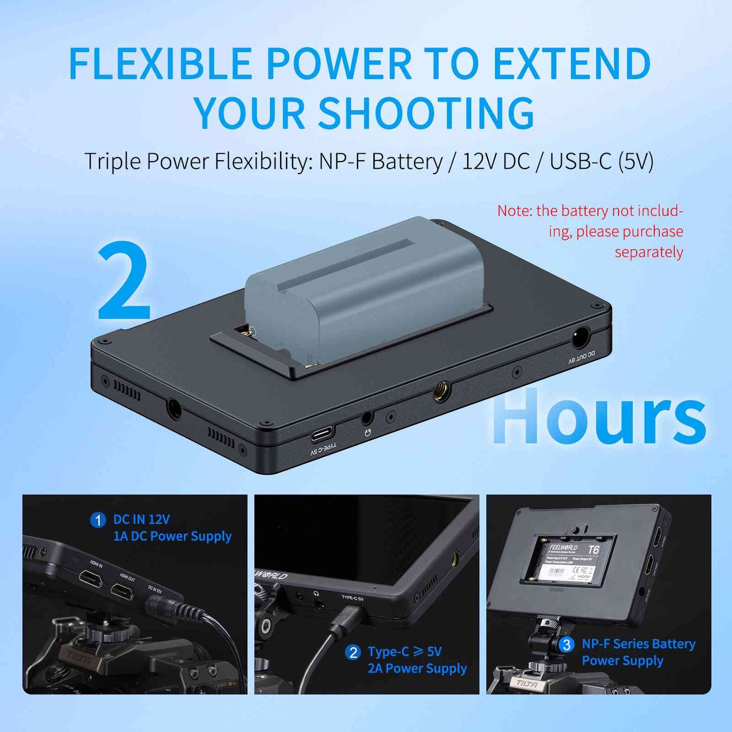 FEELWORLD T6 6-Inch Camera Field Video Monitor Aluminium Housing 4K HDMI USB-C Power Input