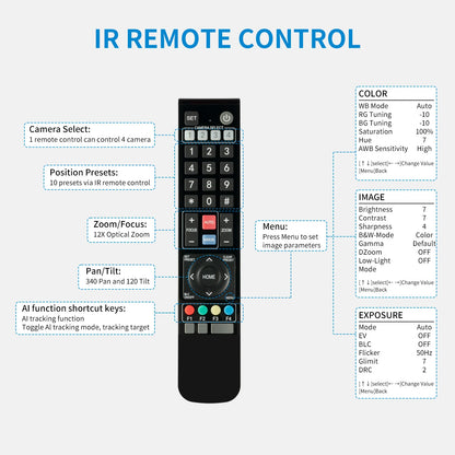 FEELWORLD 4K12X 4K PTZ Camera 12X Optical Zoom AI Tracking HDMI USB IP Remote Control