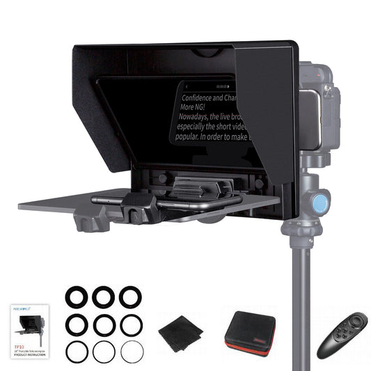 FEELWORLD TP10 Portable 10" Folding Teleprompter Up 11" Phone Tablet Prompter for Phone DSLR Shoot