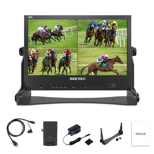 FEELWORLD SEETEC ATEM156 15.6 Inch Live Streaming Broadcast Director Monitor with 4 HDMI Input Output Quad Split Display for ATEM Mini Video Switcher Mixer Pro Studio Television Production