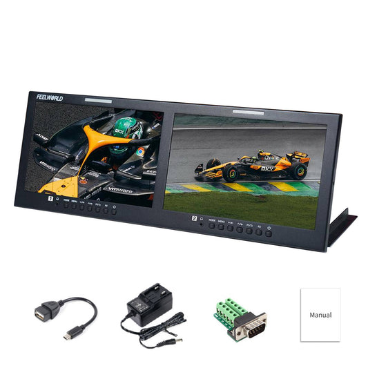 FEELWORLD D101 PLUS / D101 PLUS-H Dual 10.1"4RU Rack Mount Monitor 4K HDMI CVBS 1920x1200IPS