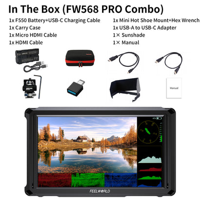 FEELWORLD FW568 PRO 6-inch 1200nit High Bright Camera DSLR Monitor 4K HDMI 60Hz