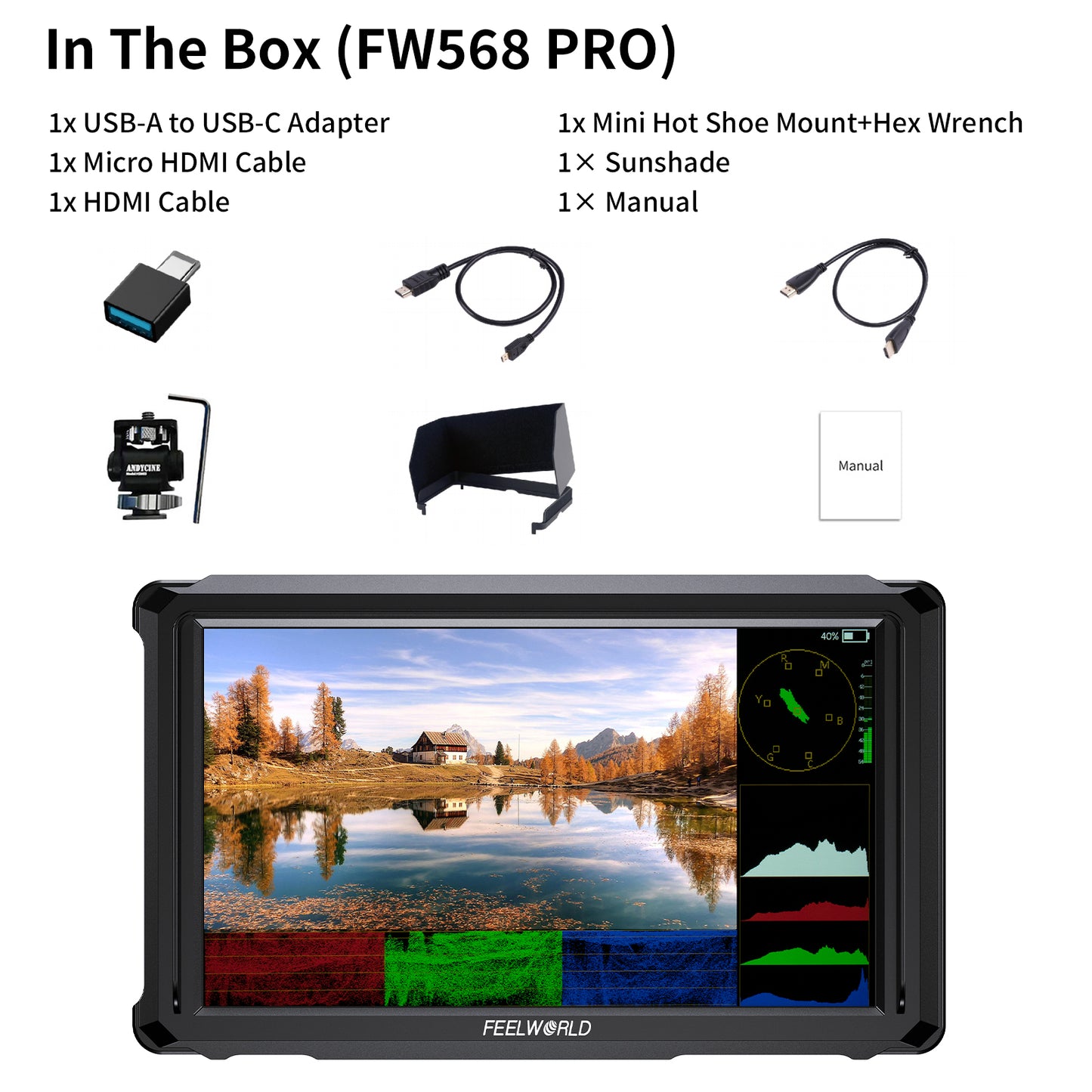 FEELWORLD FW568 PRO 6-inch 1200nit High Bright Camera DSLR Monitor 4K HDMI 60Hz