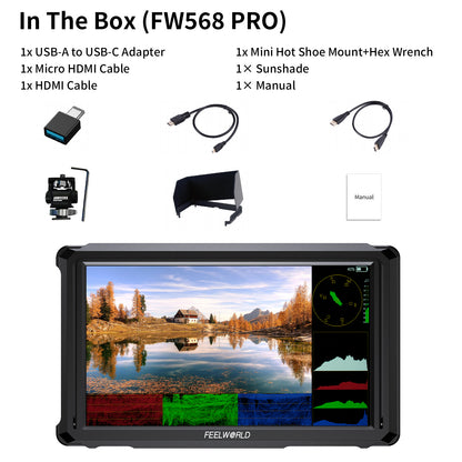 FEELWORLD FW568 PRO 6-inch 1200nit High Bright Camera DSLR Monitor 4K HDMI 60Hz
