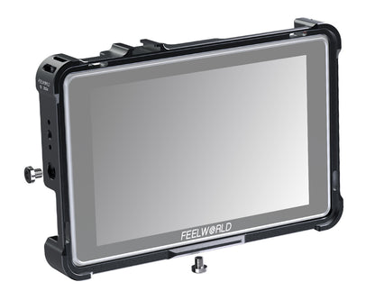 FEELWORLD Camera Monitor Cage Kit for S7 Field Monitor with Multiple Expansion Interfaces and Sunhood Full Aluminum Alloy-2004