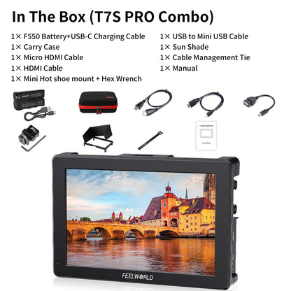 FEELWORLD T7 PRO/T7S PRO 7-inch 2000NIT Ultra High Brightness Field Camera Monitor Aluminium Housing 3G SDI 4K HDMI 60Hz