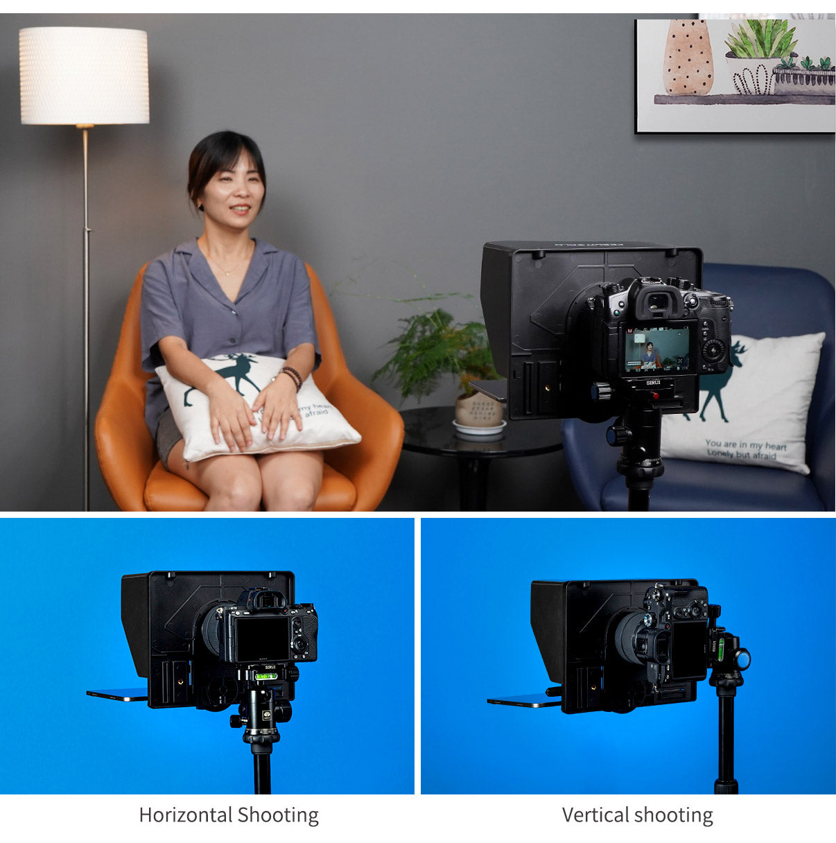FEELWORLD TP10 Portable 10" Folding Teleprompter Up 11" Phone Tablet Prompter for Phone DSLR Shoot