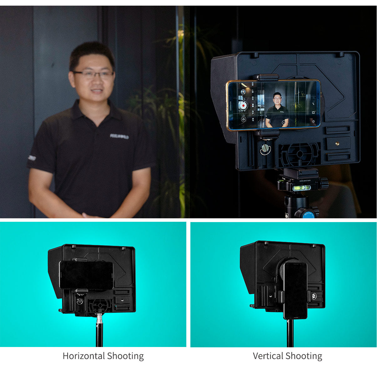 FEELWORLD TP10 Portable 10" Folding Teleprompter Up 11" Phone Tablet Prompter for Phone DSLR Shoot