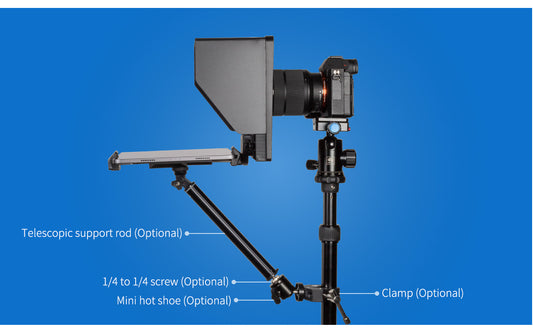 FEELWORLD TP10 Portable 10" Folding Teleprompter Up 11" Phone Tablet Prompter for Phone DSLR Shoot