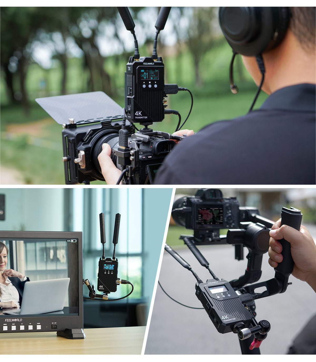 FEELWORLD WT1S/WT1H 4K Wireless Video Transmission System SDI+Dual HDMI Full Duplex Intercom Live Streaming