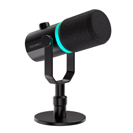FEELWORLD PM1 XLR/USB Dynamic Microphone Kit with Desktop Stand for Podcasting Recording, PC Gaming, Streaming, Home Studio