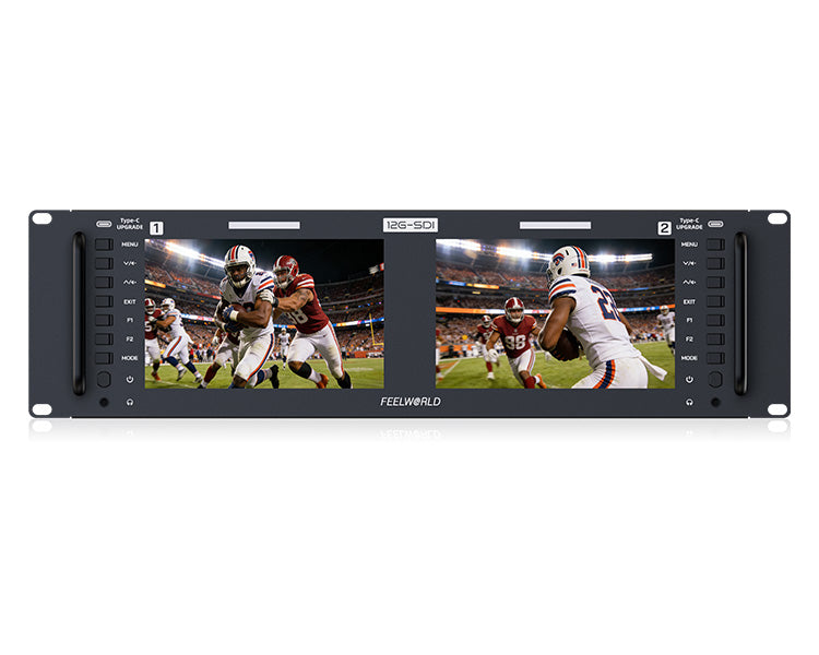 FeelWorld FRM701G Dual 7 Inch 12G-SDI/HDMI 4K 3RU Rackmount Monitor