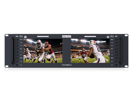 FeelWorld FRM701G Dual 7 Inch 12G-SDI/HDMI 4K 3RU Rackmount Monitor