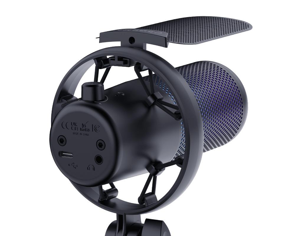 FEELWORLD VM1 USB Condenser Gaming Microphone for Streaming Noise Cancellation Mute RGB Light Desktop Stand