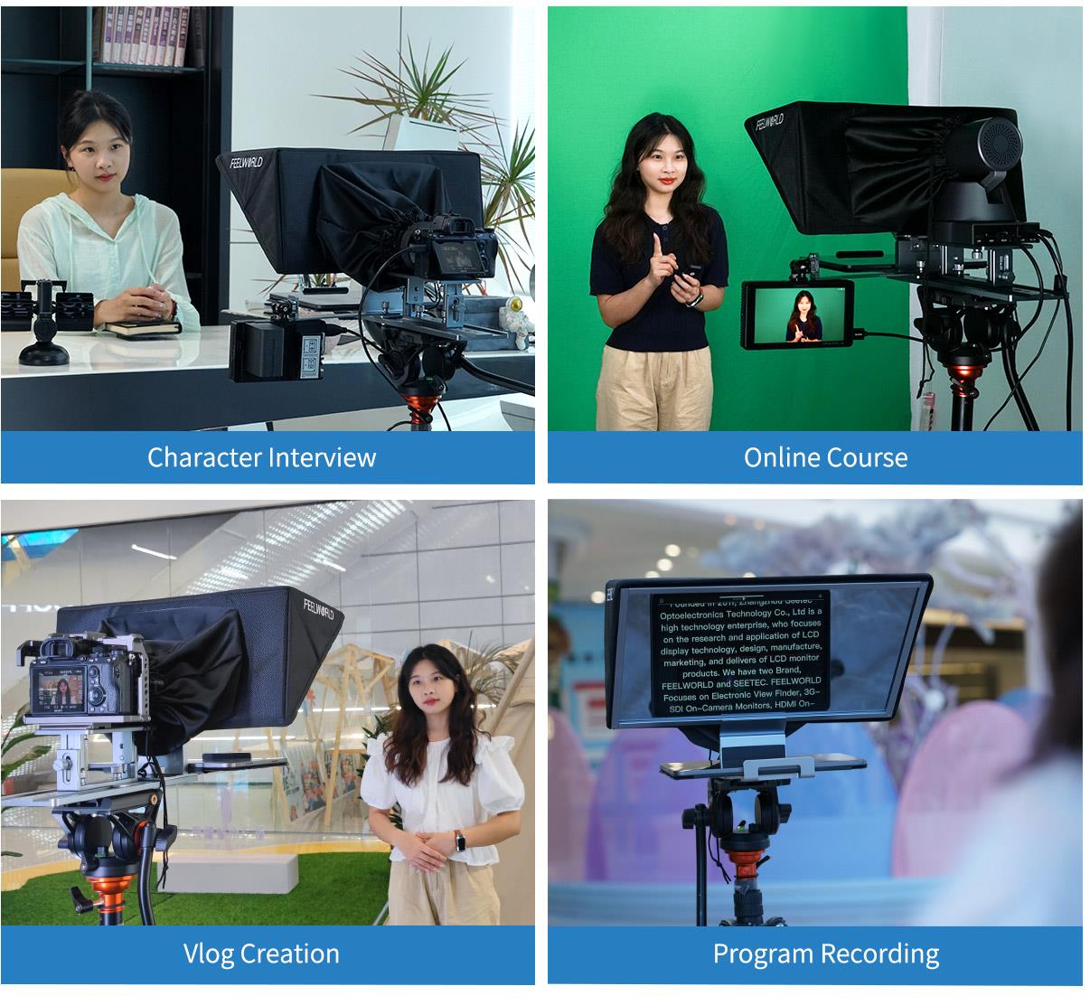 FEELWORLD TP16 16-inch Folding Teleprompter supports up to 16" Tablet Horizontal Vertical Prompting Bluetooth Remote Control