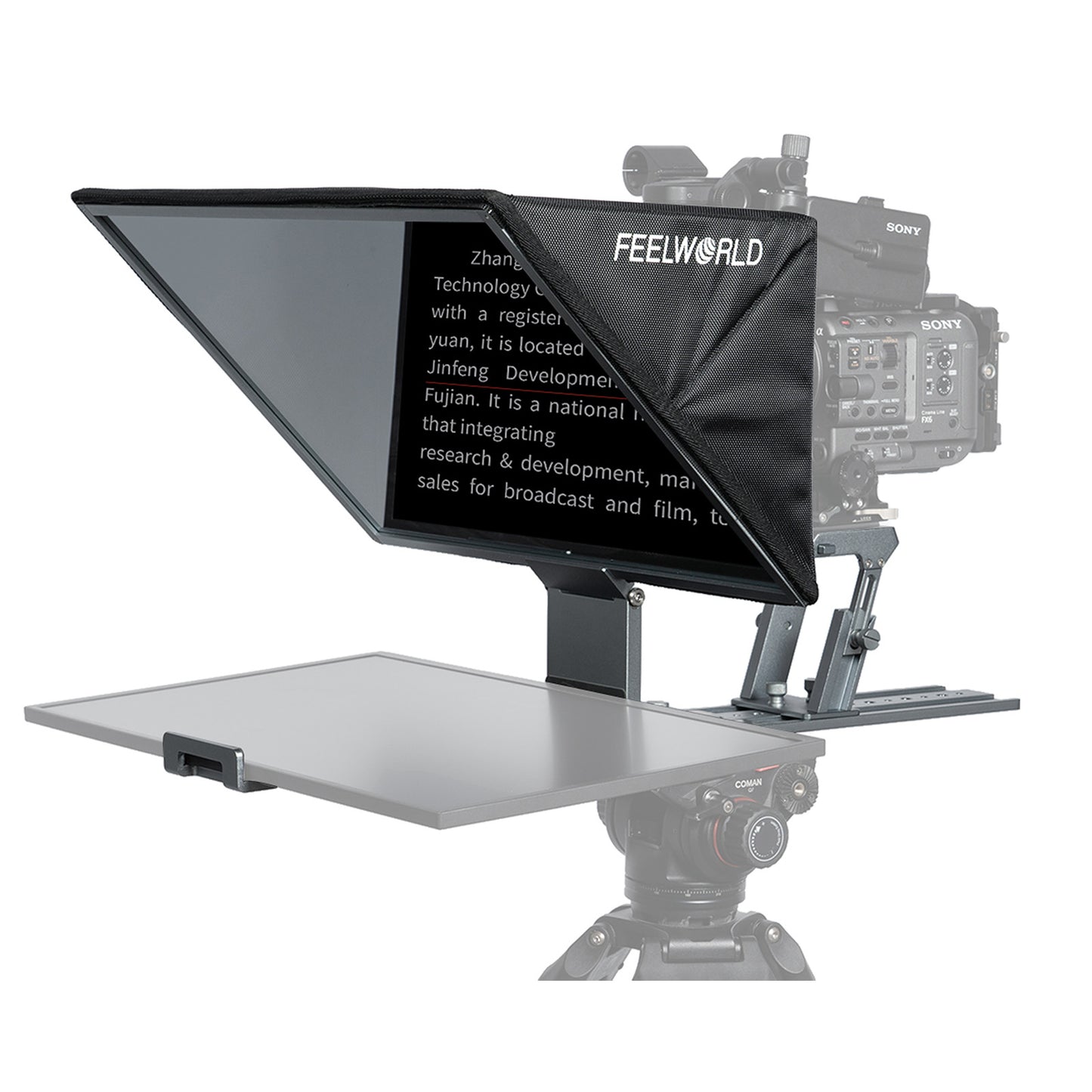 FEELWORLD TP21 21-inch Foldable Teleprompter with Remote optional Self-Reversing Monitor