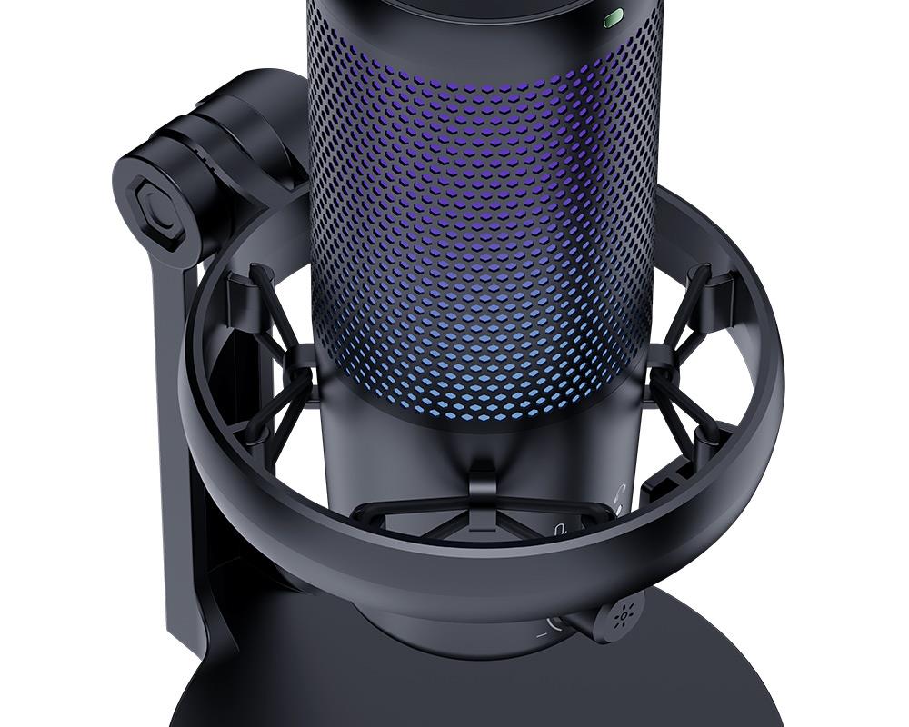 FEELWORLD VM1 USB Condenser Gaming Microphone for Streaming Noise Cancellation Mute RGB Light Desktop Stand